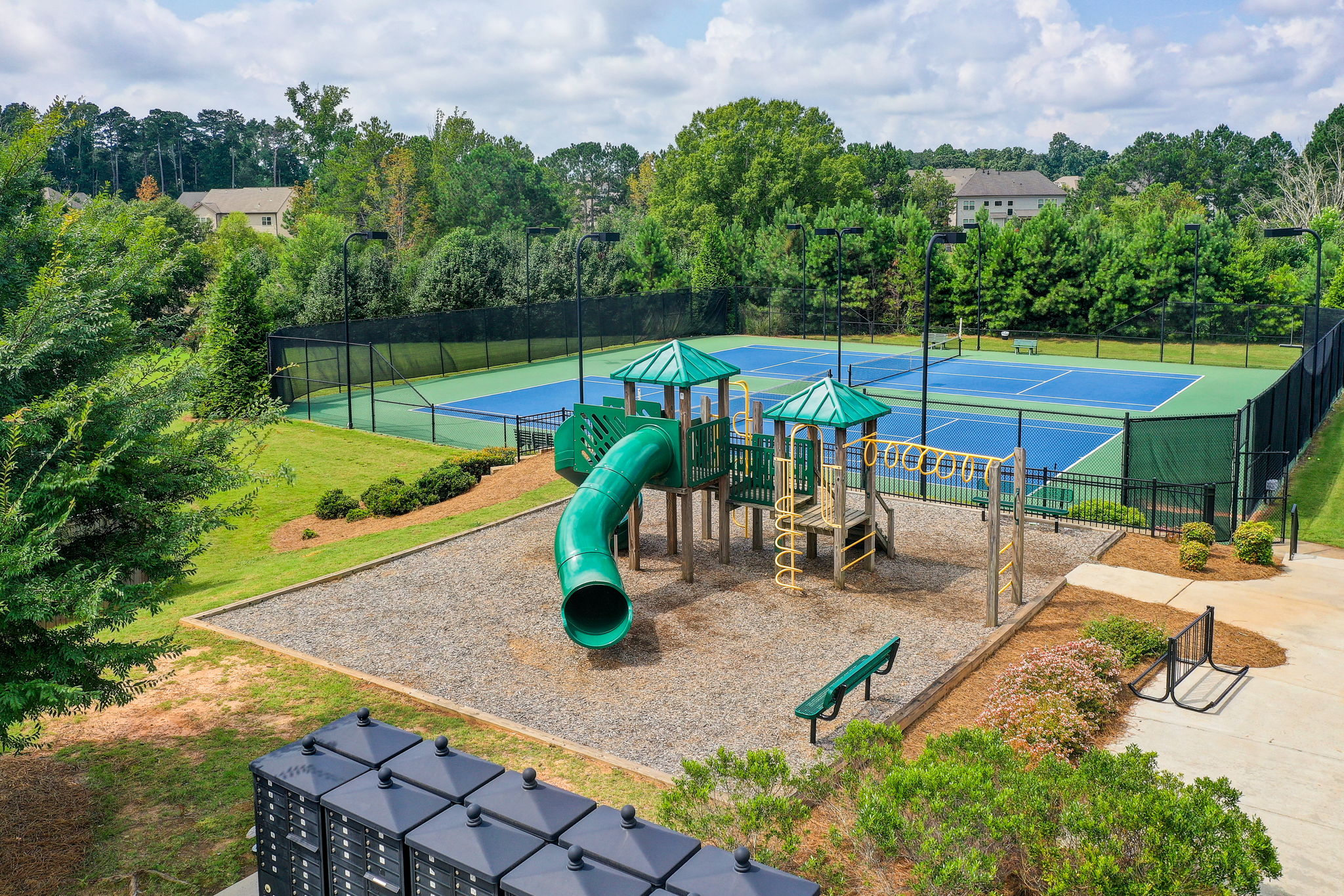 43 Aerial Community Playground w Tennis Courts