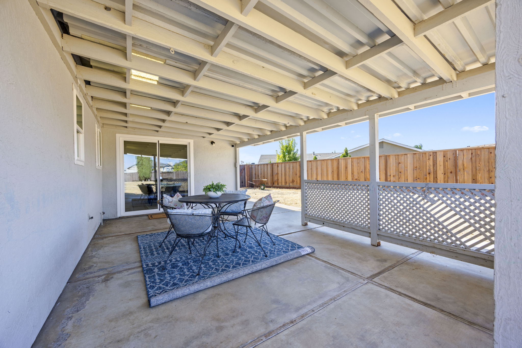 Covered patio in Backyard