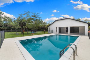 15’ x 30’ x 8’-deep pool, surrounded by a spacious patio