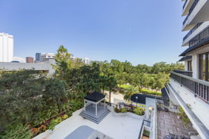 View off the balcony looking to the right. Lake Eola Park lies just across the street.