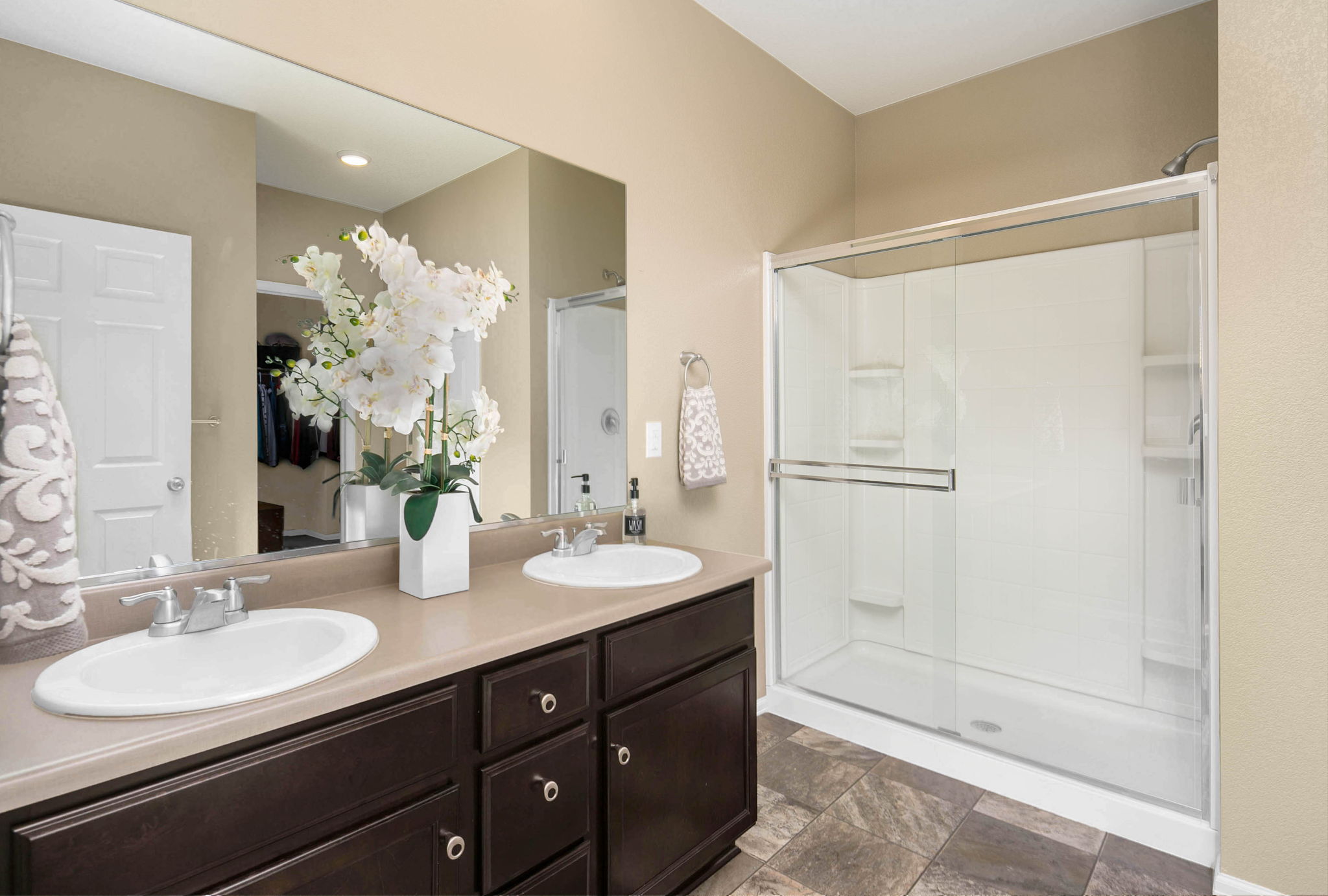 Stunning Master Bathroom Features Dual Sinks