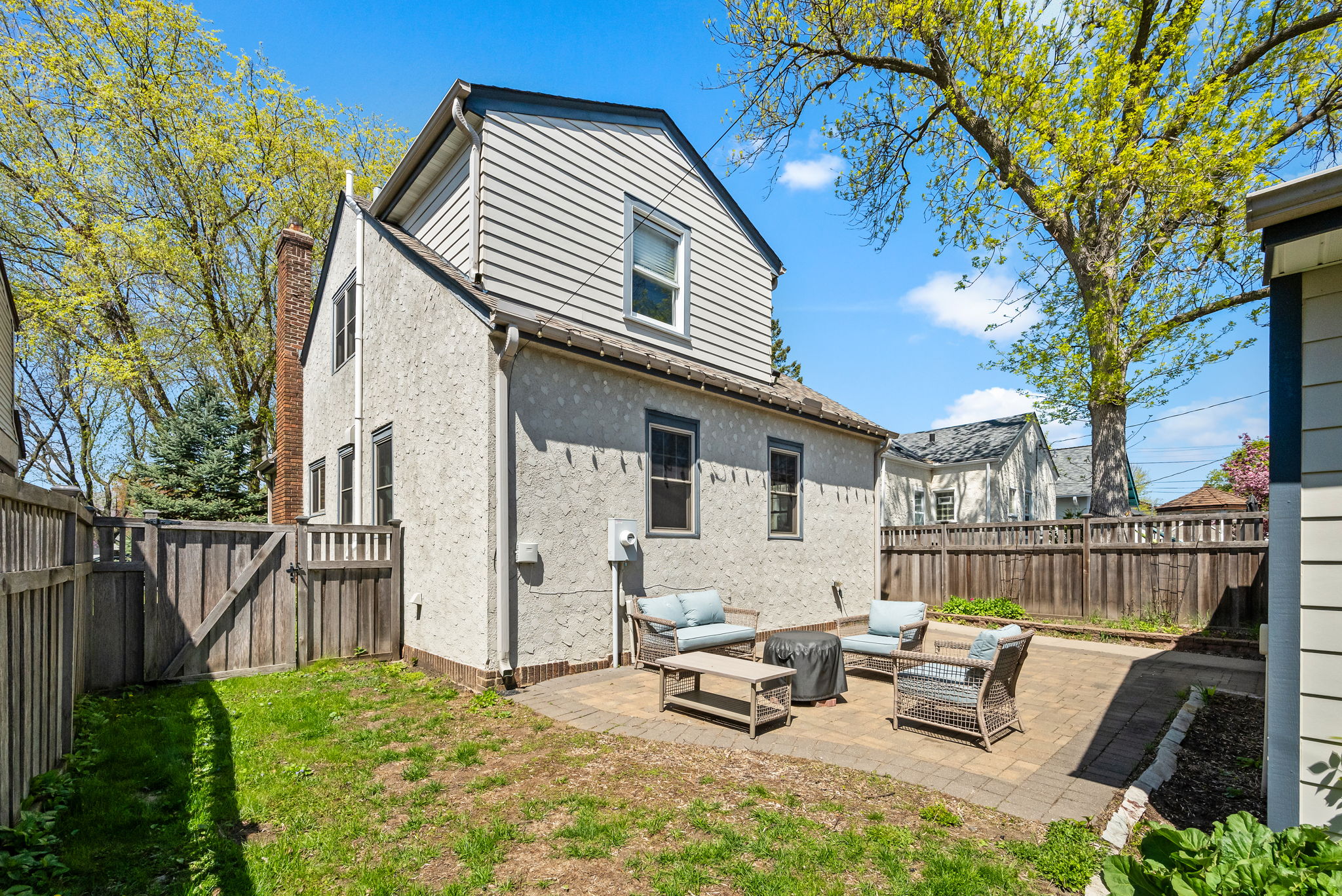 Rear View with Fenced Yard and Private Patio