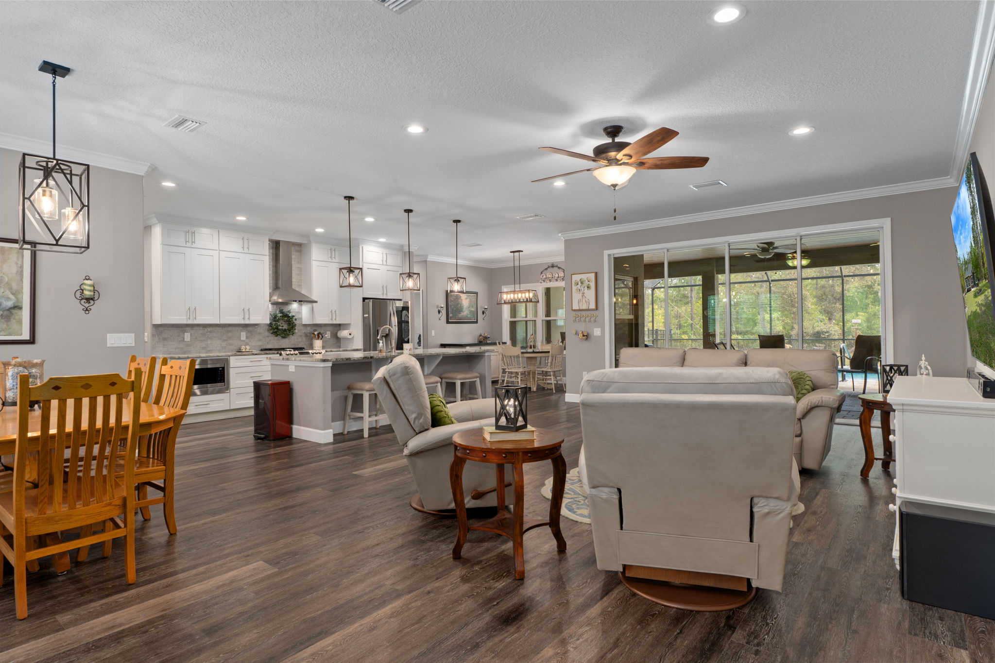 View upon entering through the double door entry.