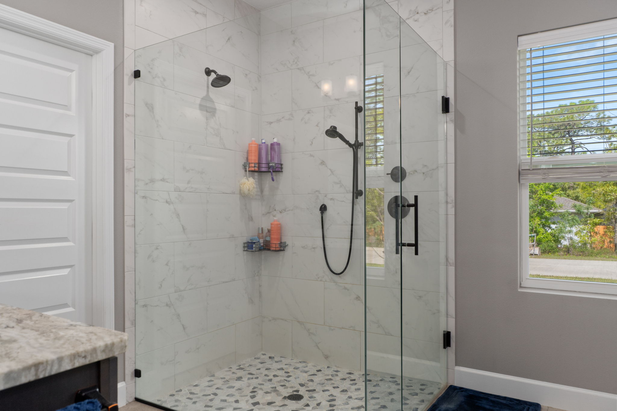 You'll love the large, frameless easy walk-in shower.