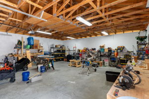 The detached garage is currently used as a workshop.