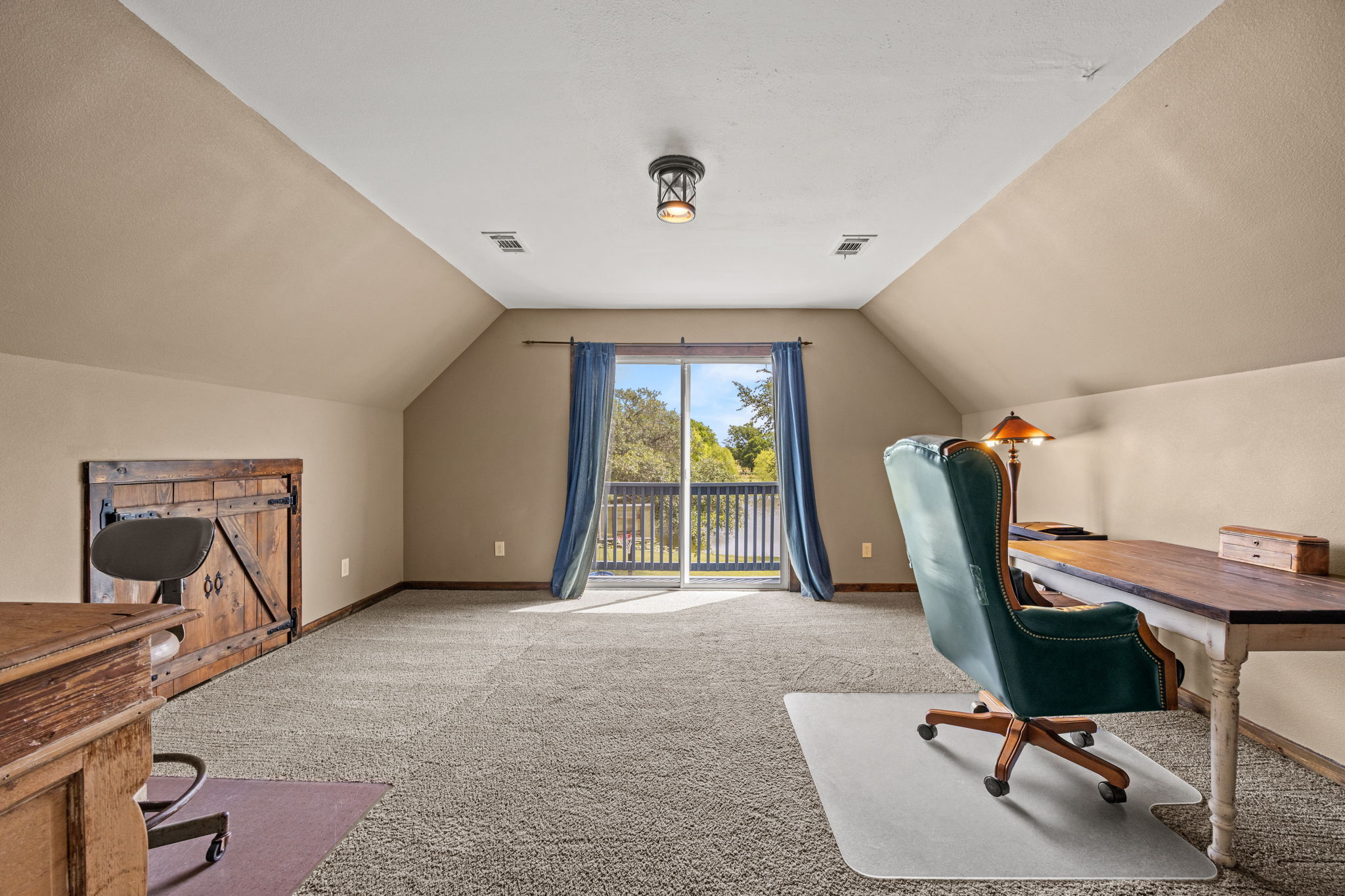 Garage apartment with sliding door