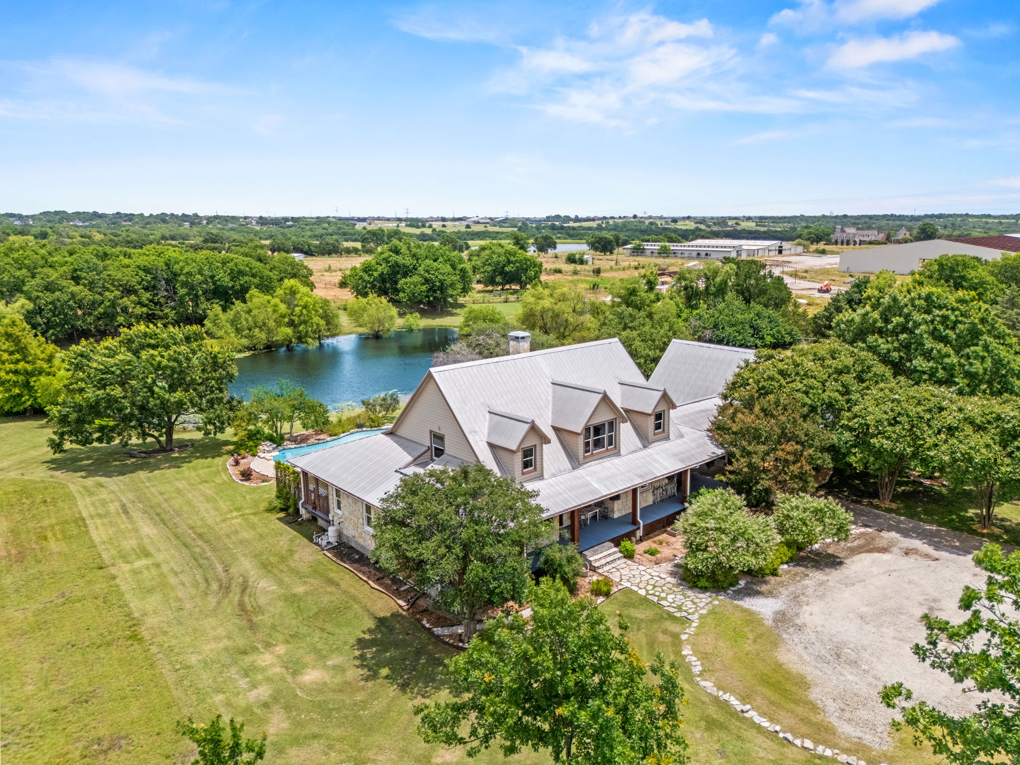 House, pool, and pond