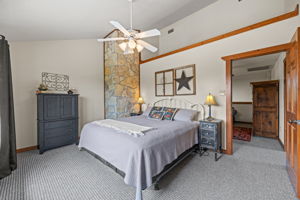 King bedroom features loft area