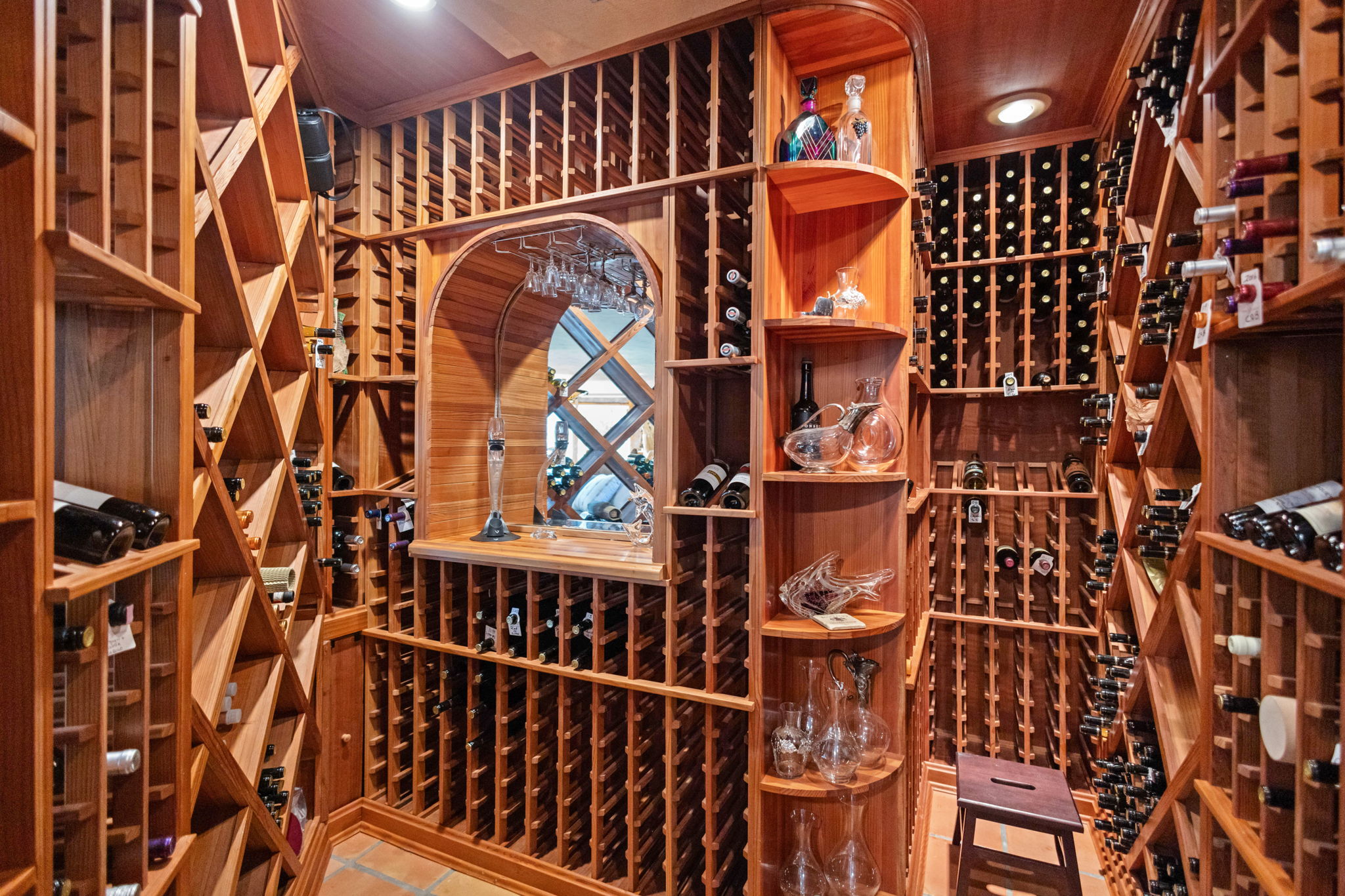 This stunning wine cellar has the ability to store 1,000 wine bottles.