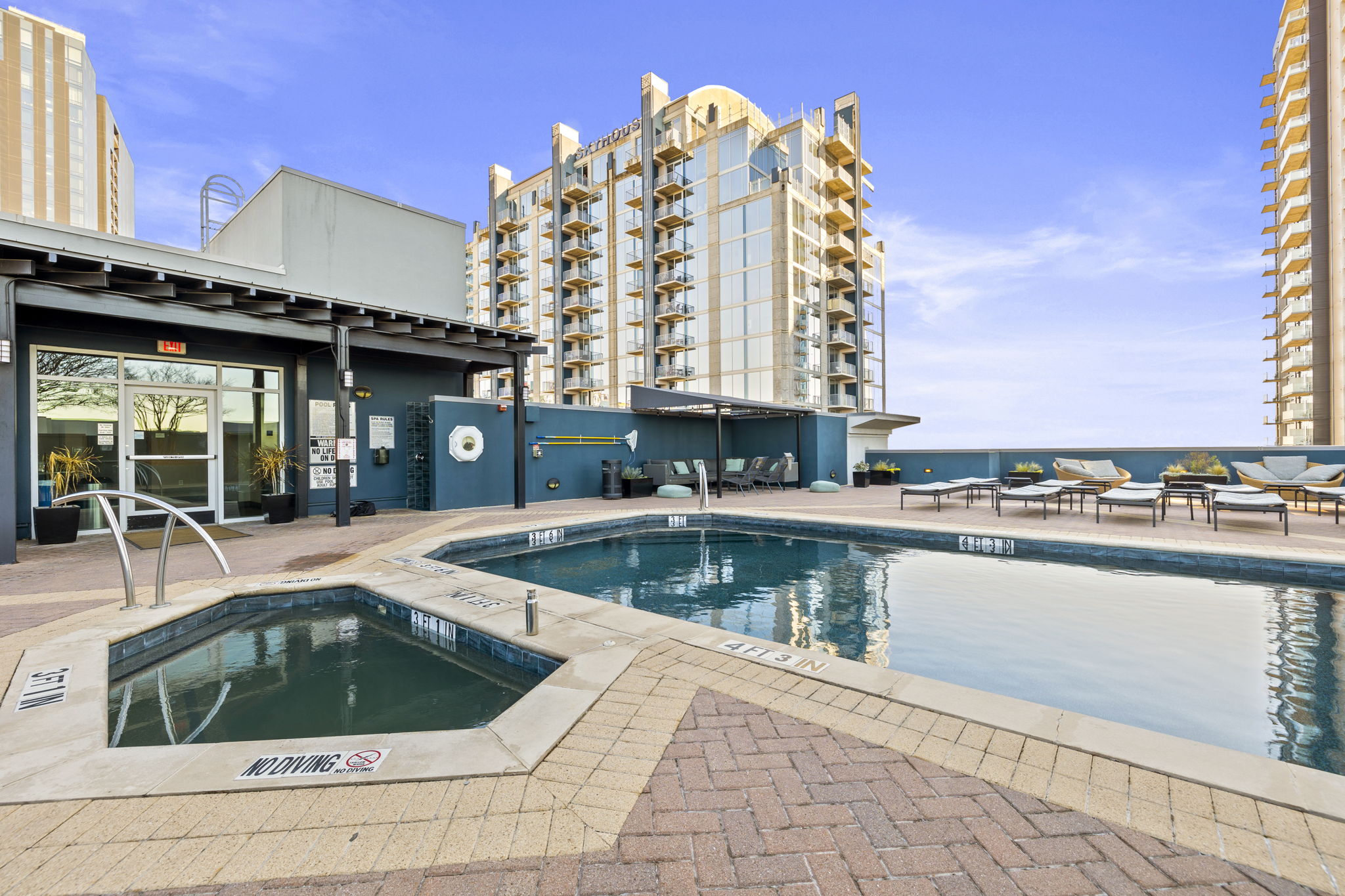 The community pool and hot tub are on the top floor.