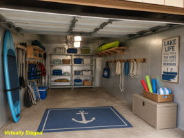 Wow!  Garage and Dock just steps from eachother. Store your boat toys here!