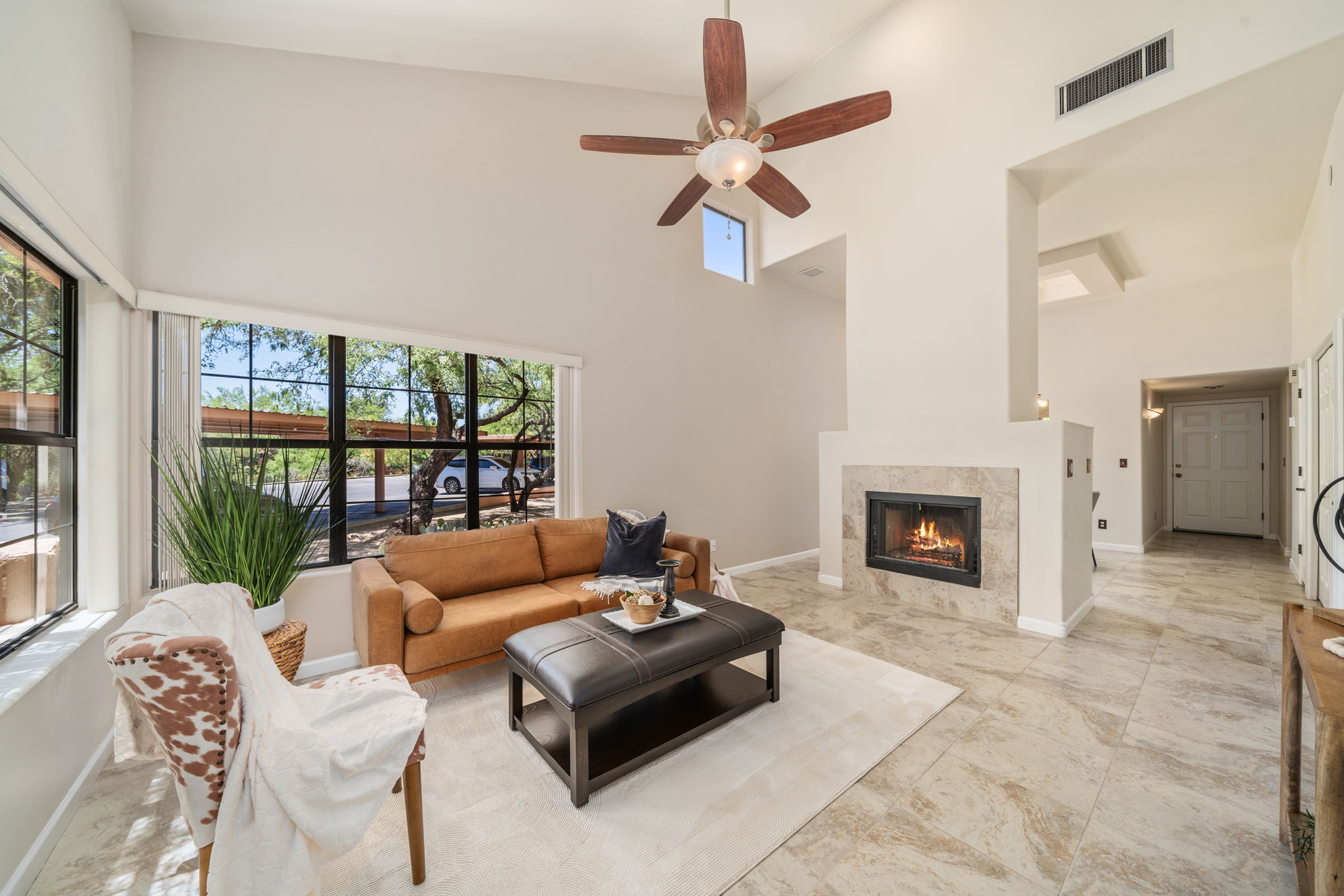 Living Room with vaulted ceiling