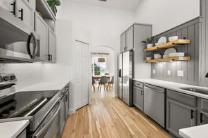 Custom Built WOOD SHELVES on GRAY SHIPLAP accent wall!