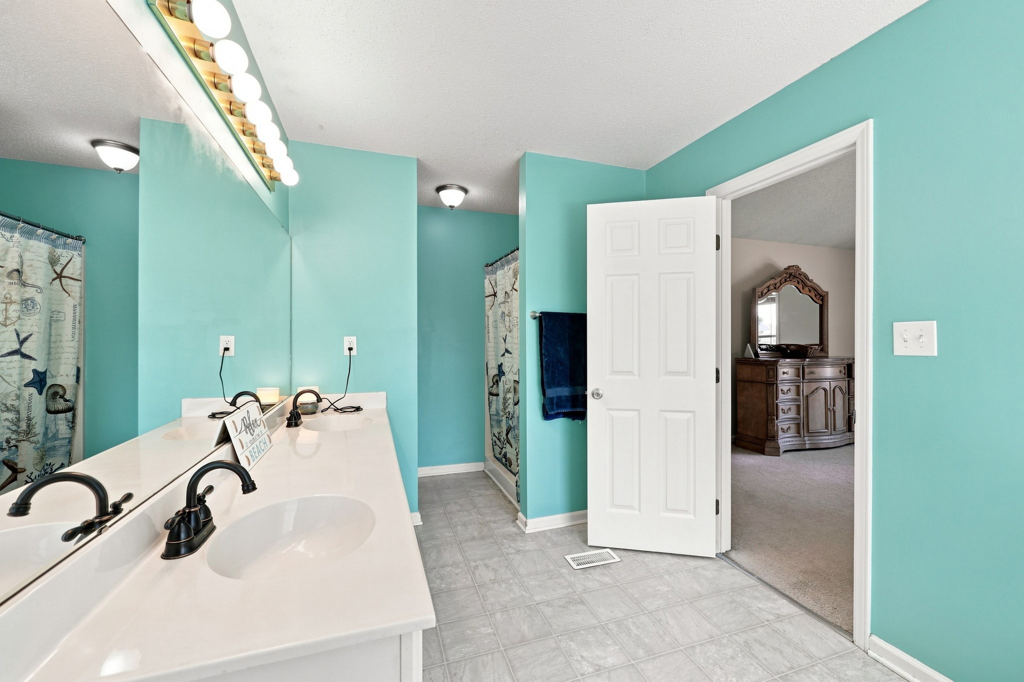 Generous primary bath with long vanity