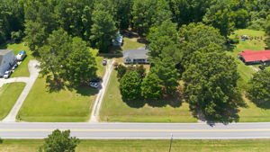 Aerial view of the wooded homesite