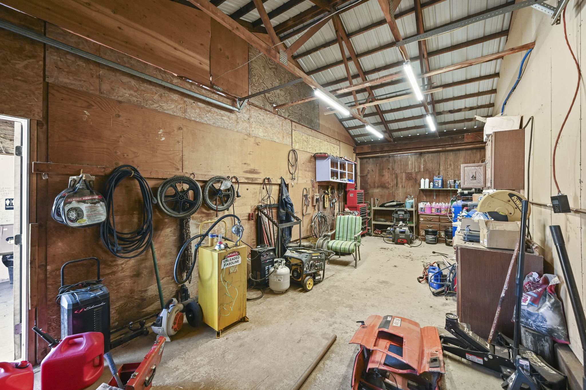 Storage room in oversized garage