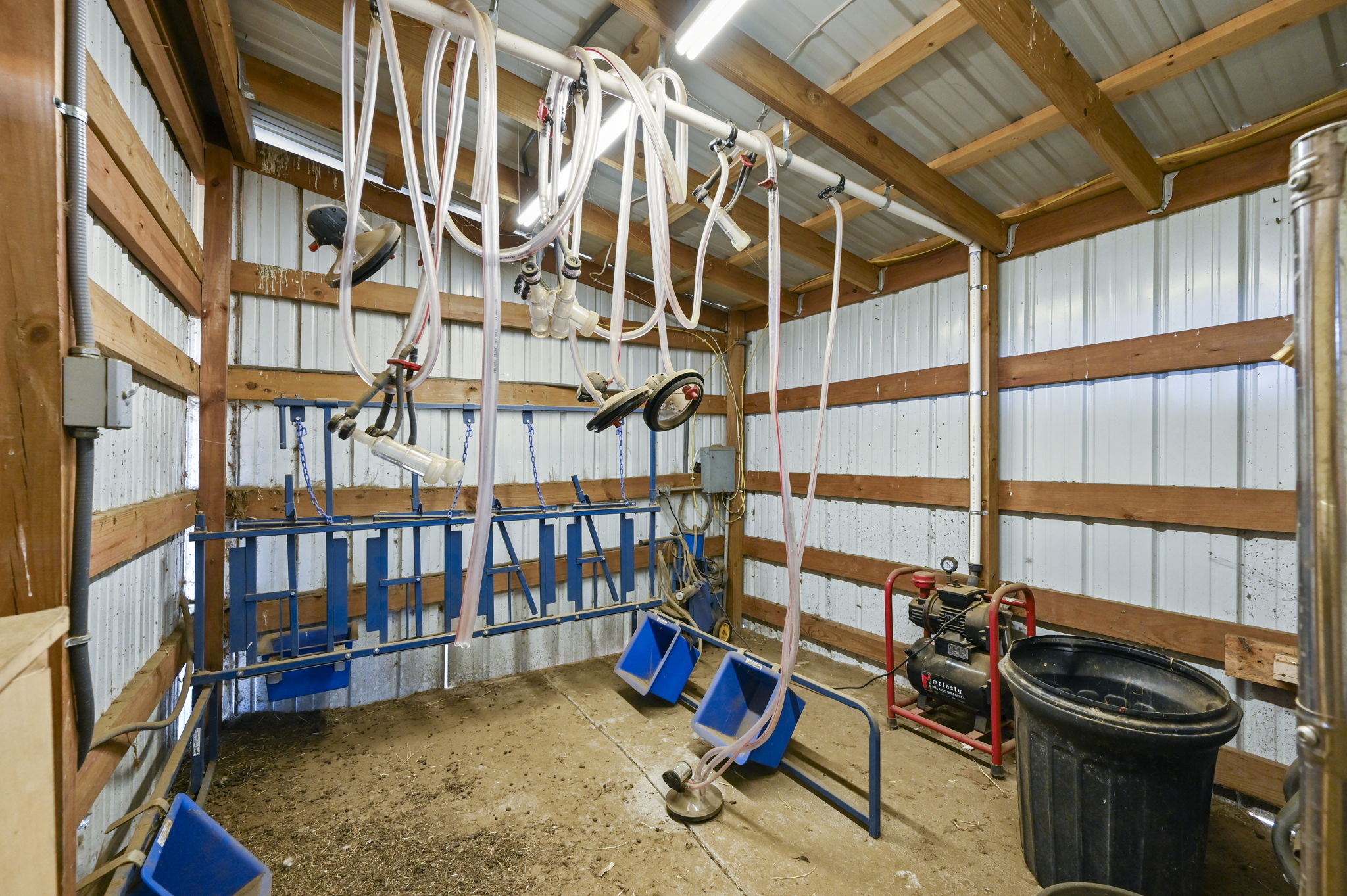 Heated goat barn with milking room