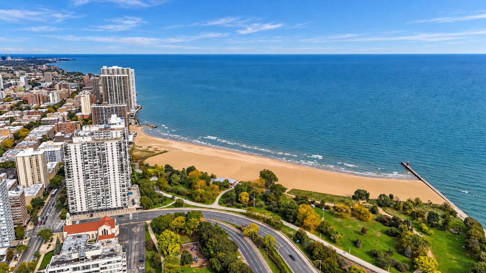 Lakefront and neighboring buildings context