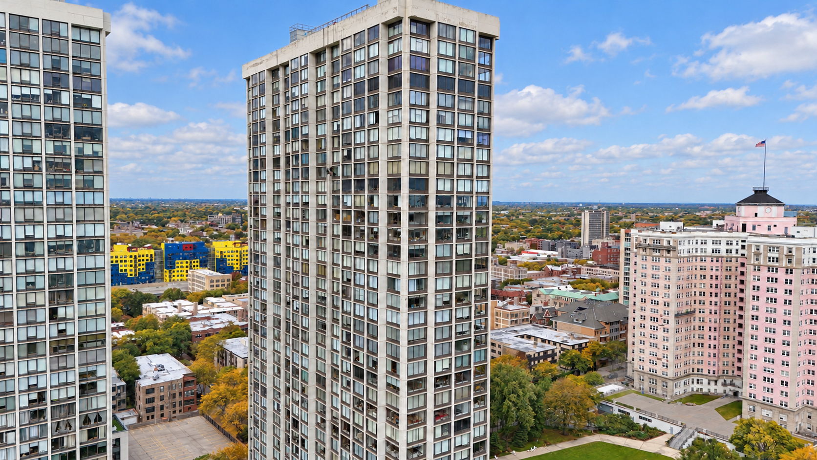 Neighboring towers and lakefront context