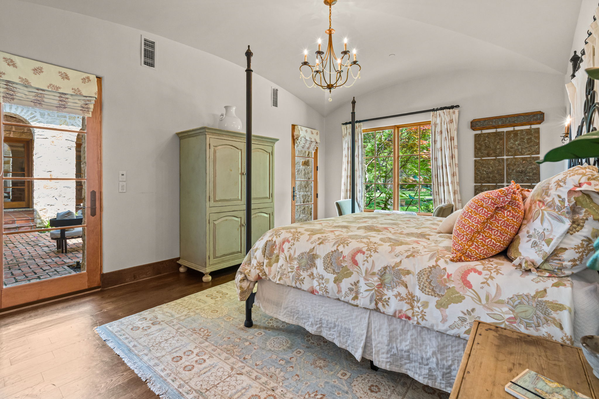 Guest Suite with 2 doors to Entry Courtyard and groin vault ceiling