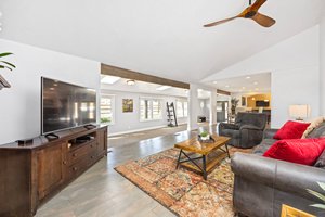 Fireplace and High Ceilings