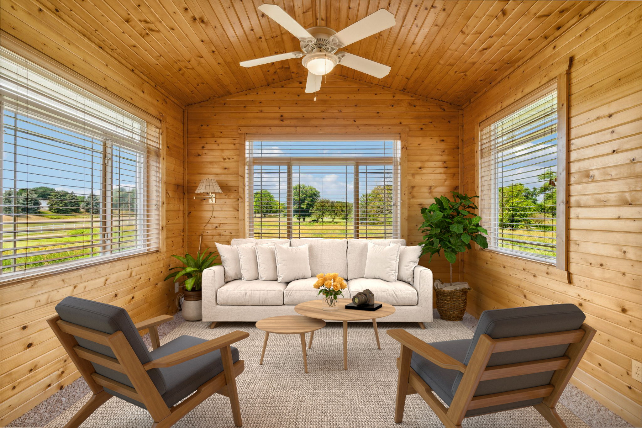 Virtual Staging sunroom or sitting room off primary bedroom