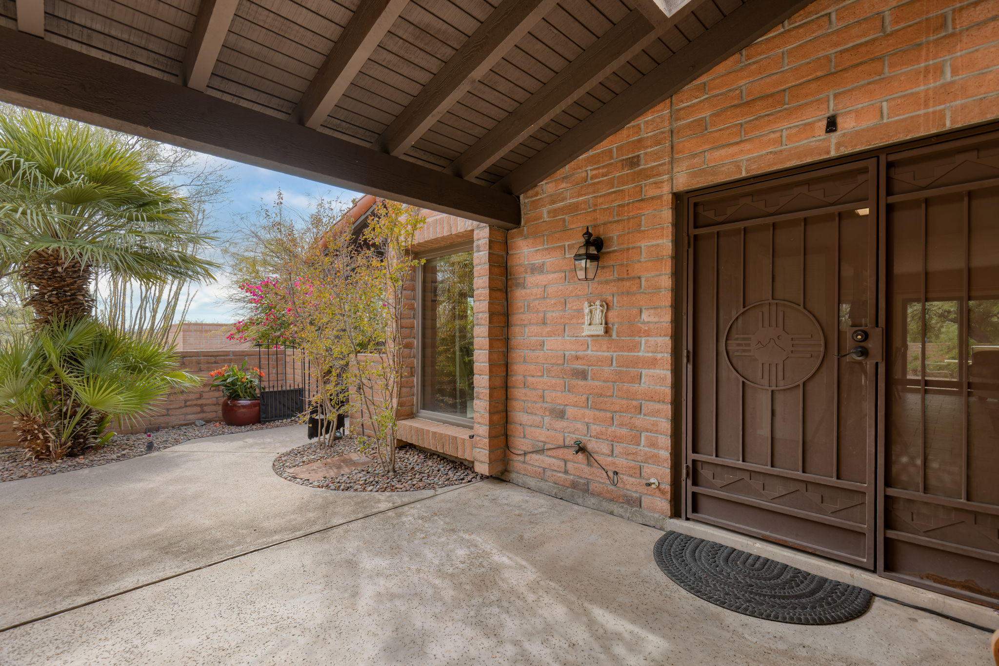 View front the front entry to the side gate