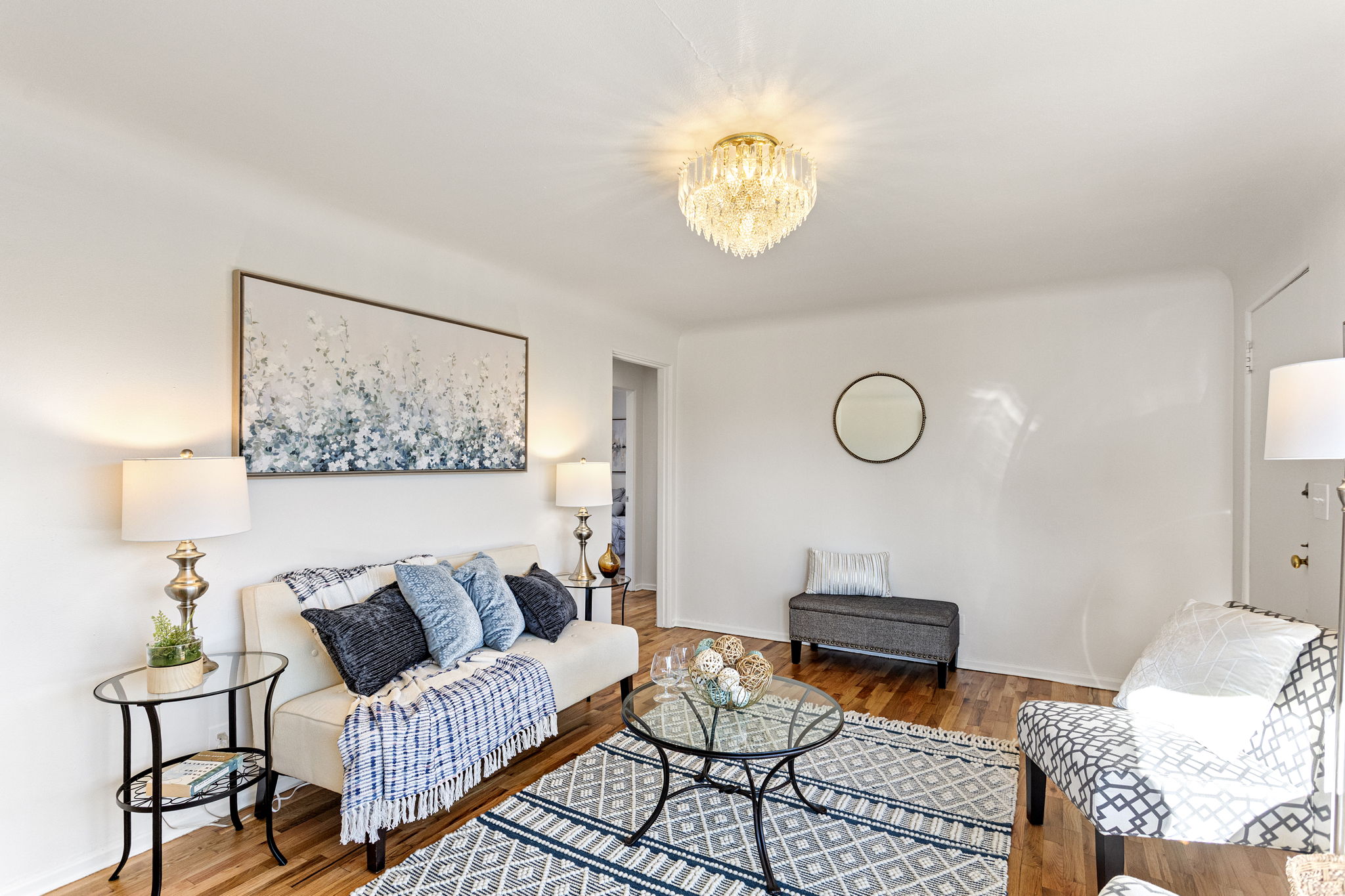 Original details and simple lines give the room warmth and a sense of continuity.