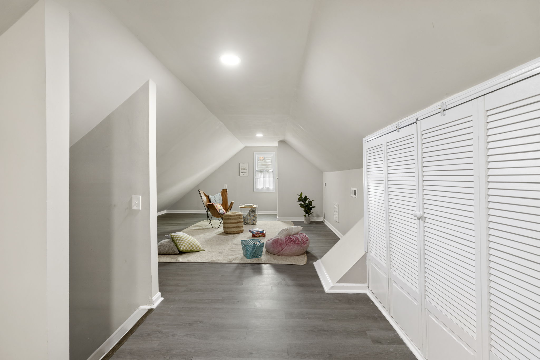 Recessed can lighting, new Anderson windows, & LVP flooring in the 2nd floor loft space.