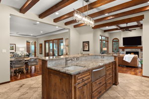 Kitchen is open to the first living space, kitchen and family room.