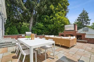 Bluestone Patio with outdoor kitchen, fireplace & TV!
