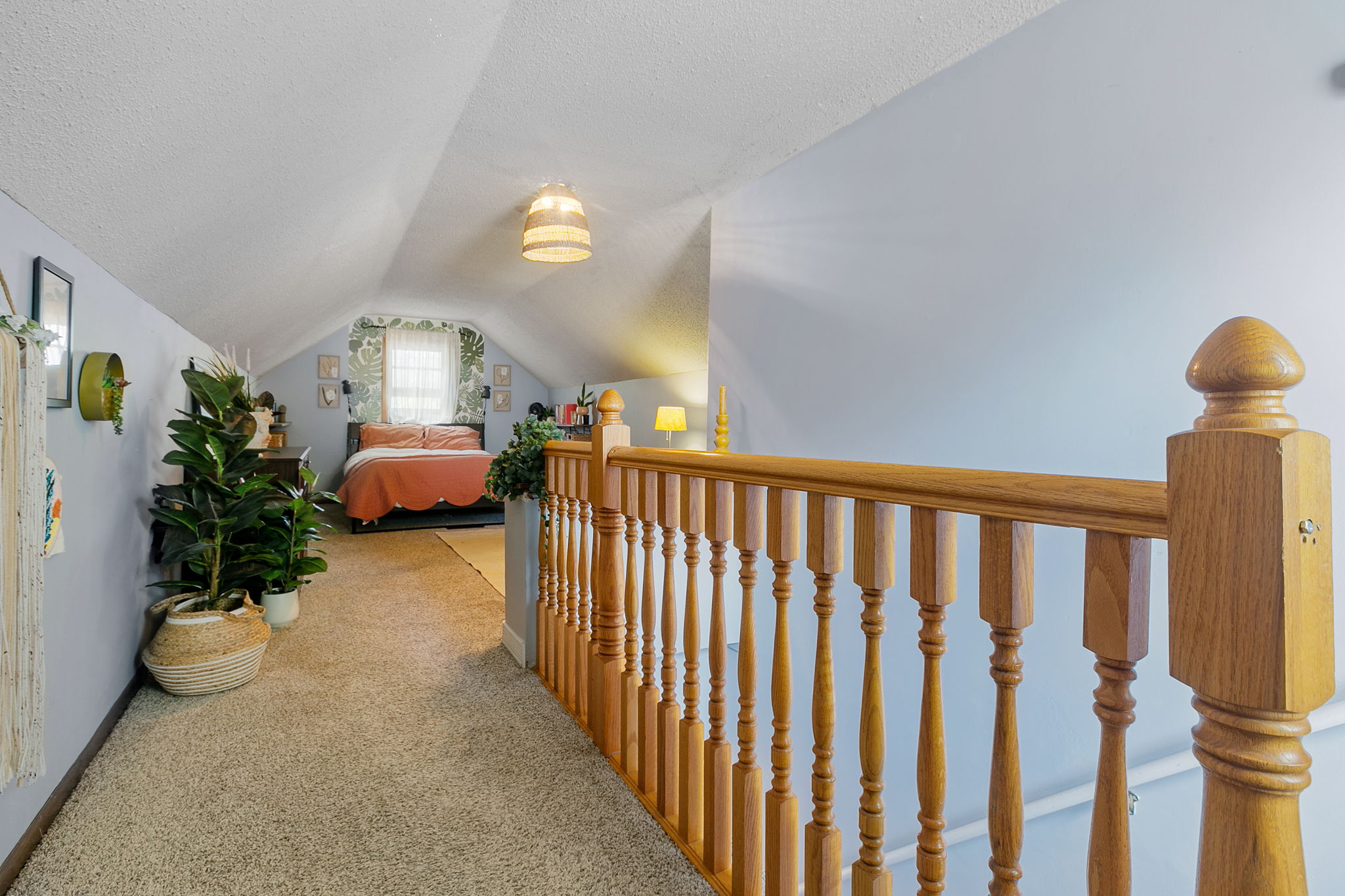 With a ceiling height of 7' 5" at its apex, the upper-level half-story at 5549 27th Avenue S is tall and airy, which is hard to find in a late-1940s bungalow.