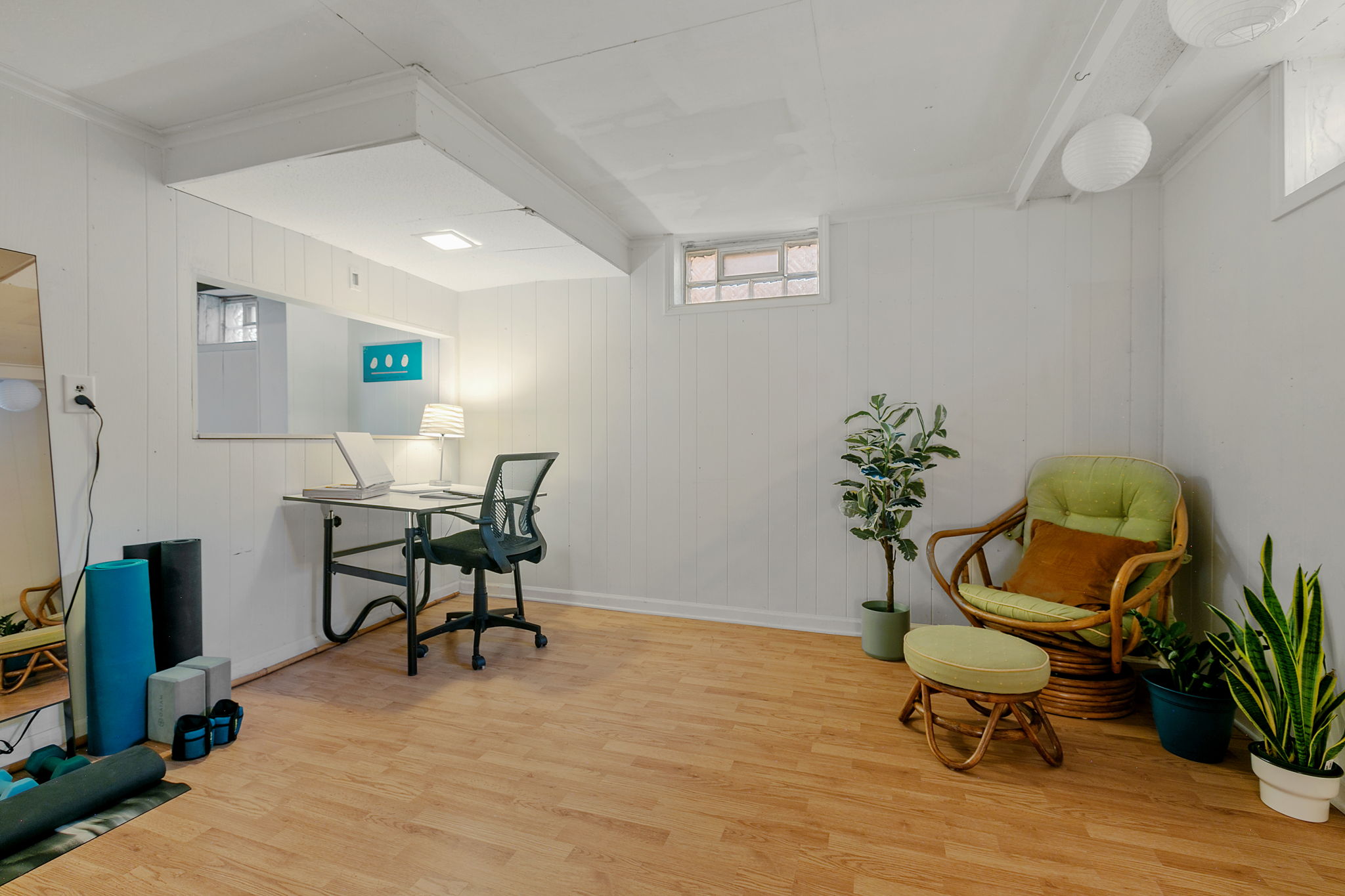 In the basement flex room at 5549 27th Avenue S, minor finishing work and an egress window would quickly achieve a legal 4th bedroom.