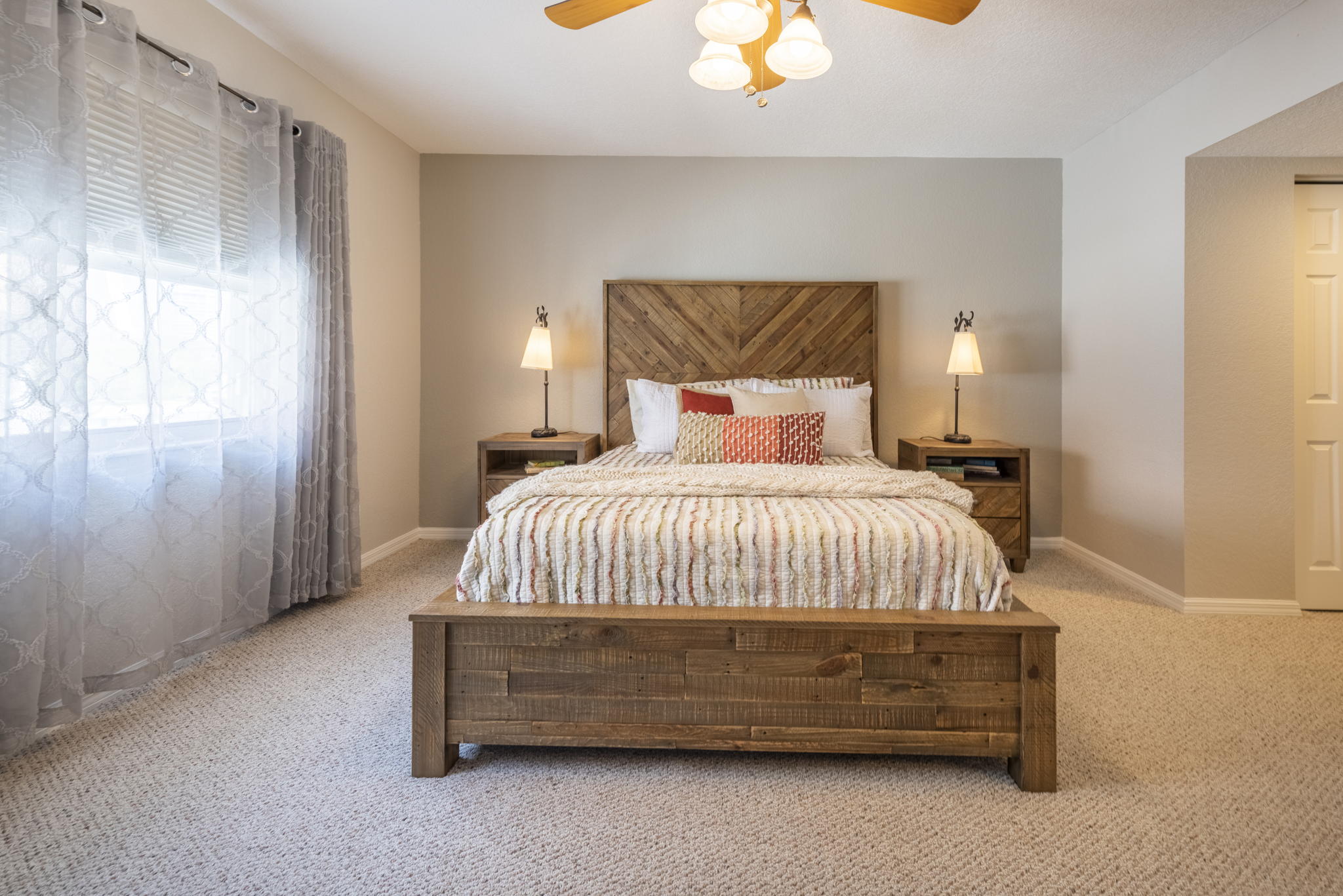 Master bedroom has THREE large closets with custom shelving systems