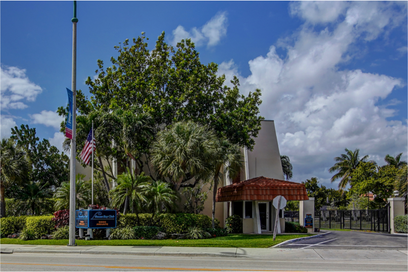 Entrance to Ocean Bay, a boutique 88-unit complex