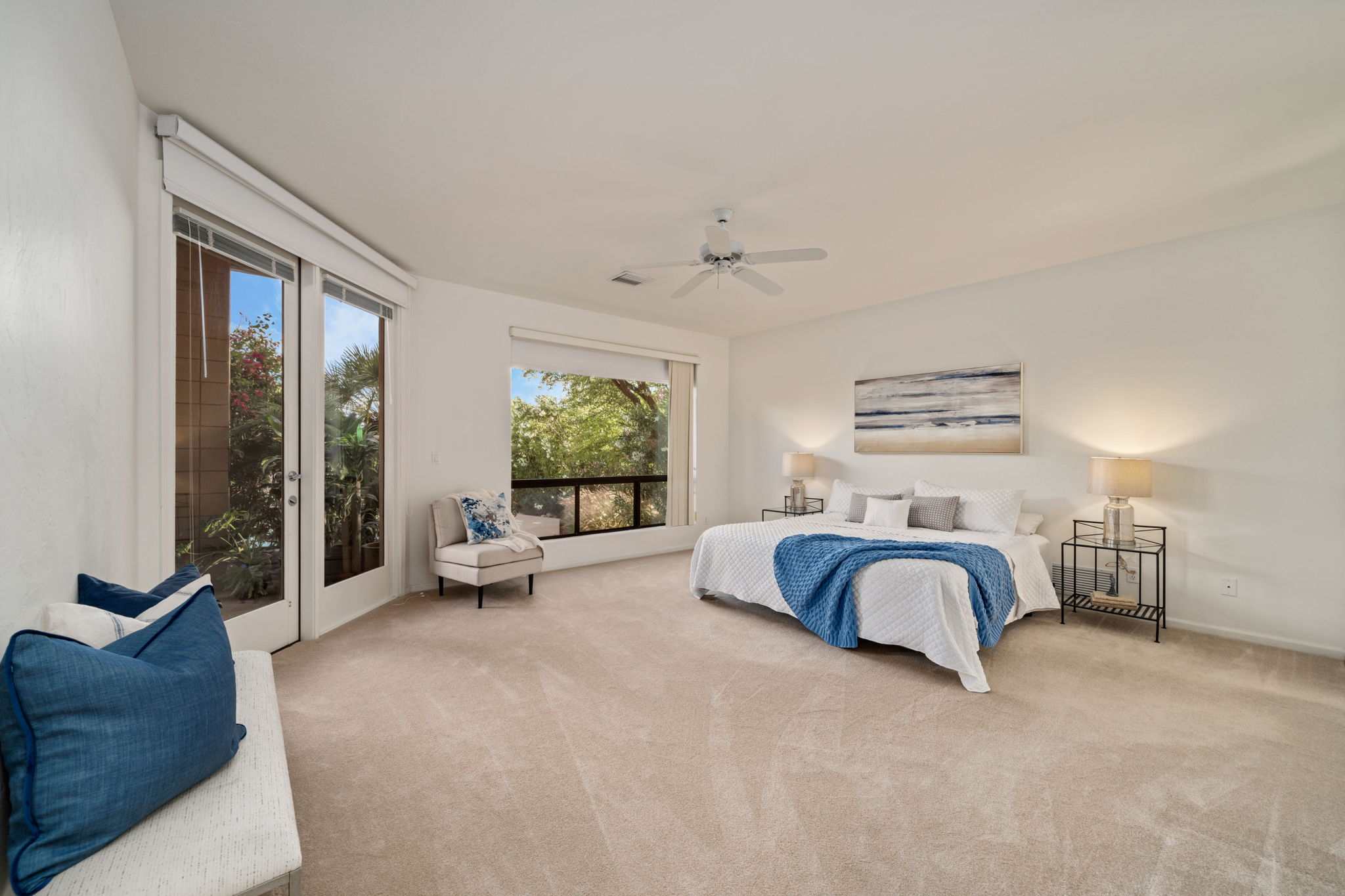 Primary Bedroom with French door to the covered patio