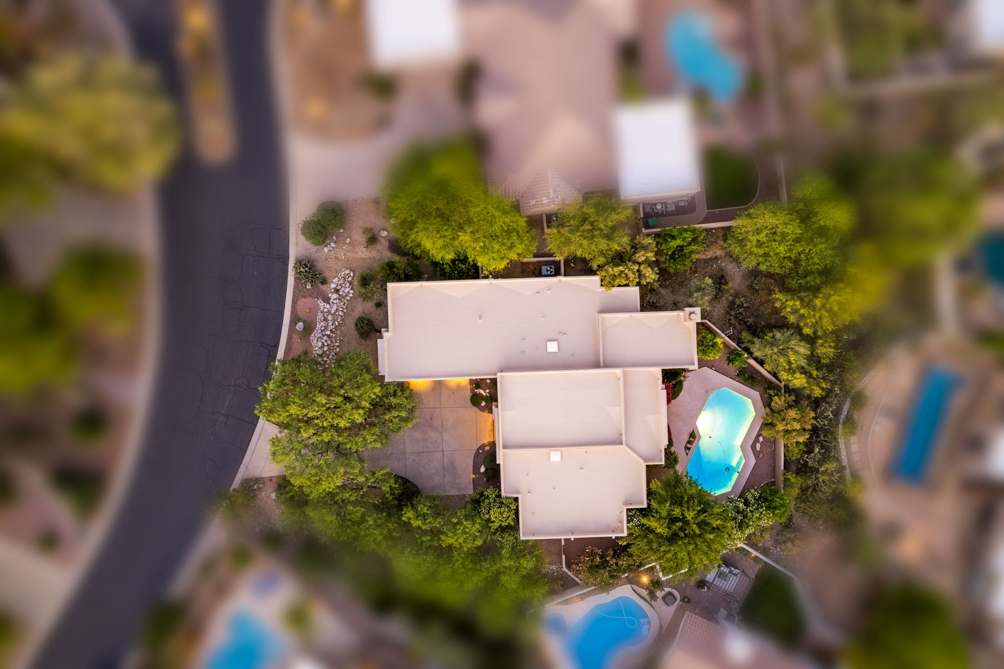 Aerial of freshly coated roof