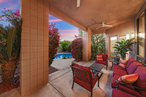 Covere Back Porch with ceiling fans