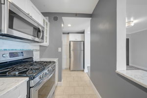Kitchen toward fridge