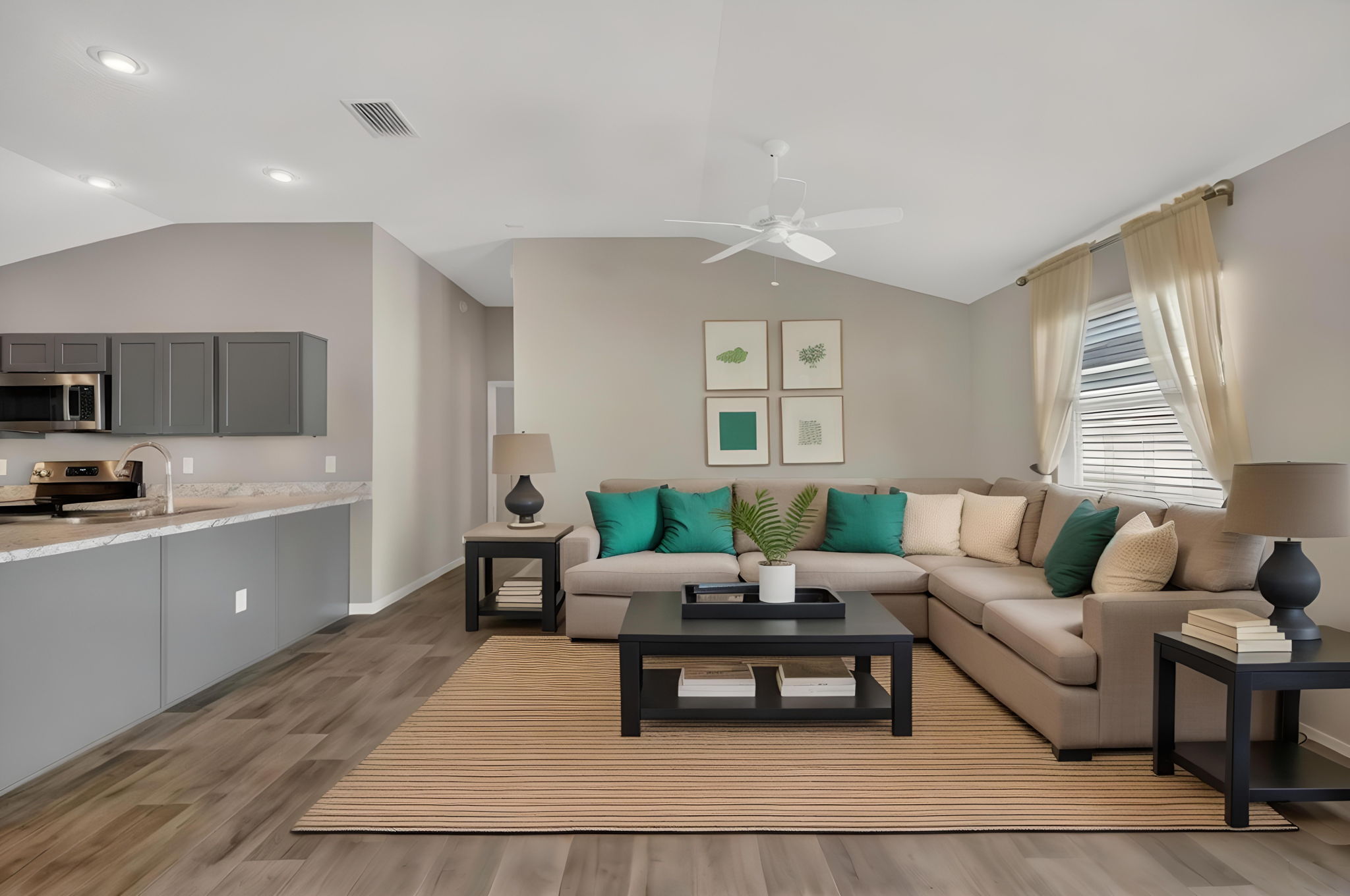 Kitchen and Living Room-Virtually Staged