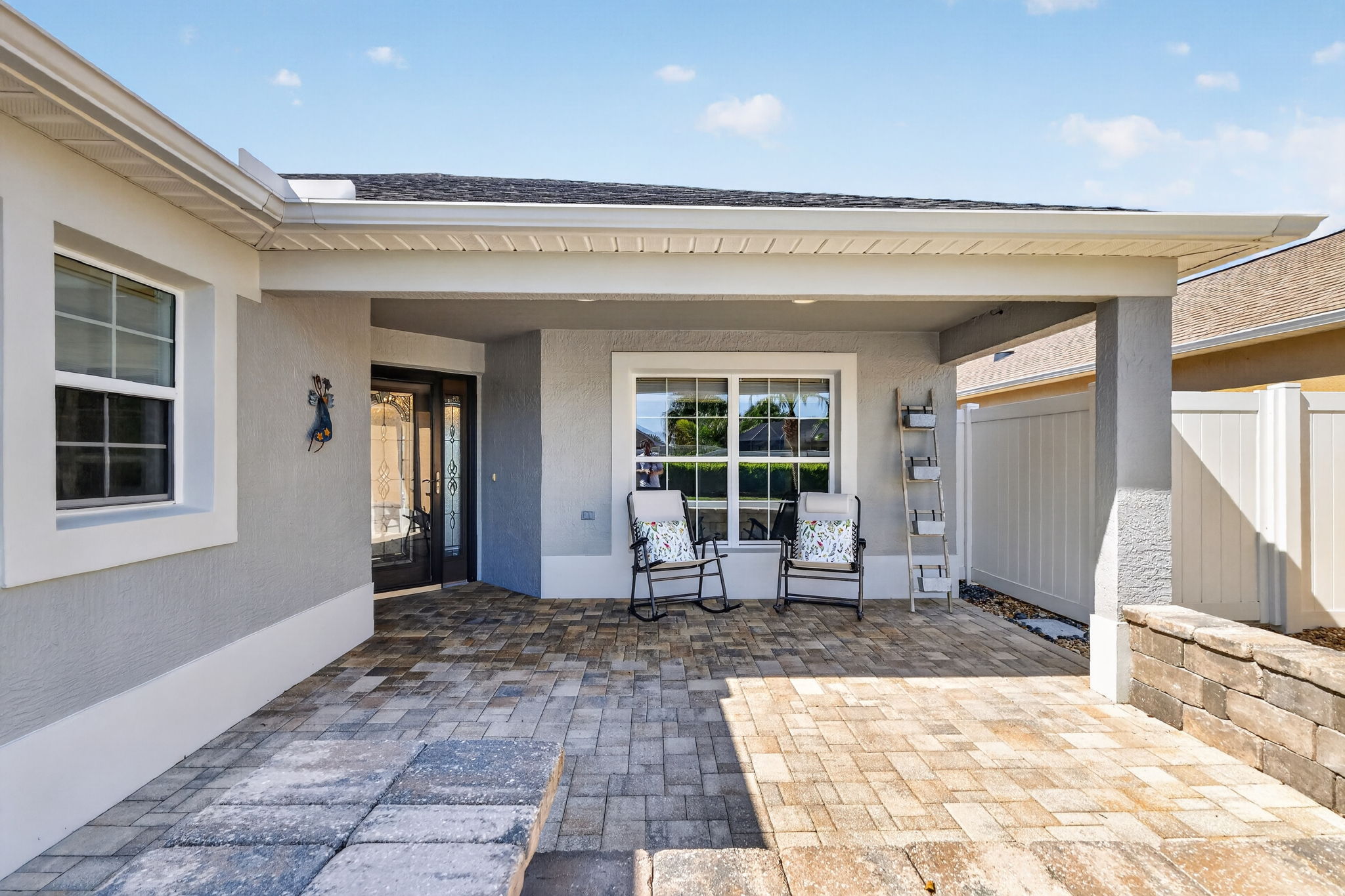 Front Paver Patio and Porch with Covered Entry