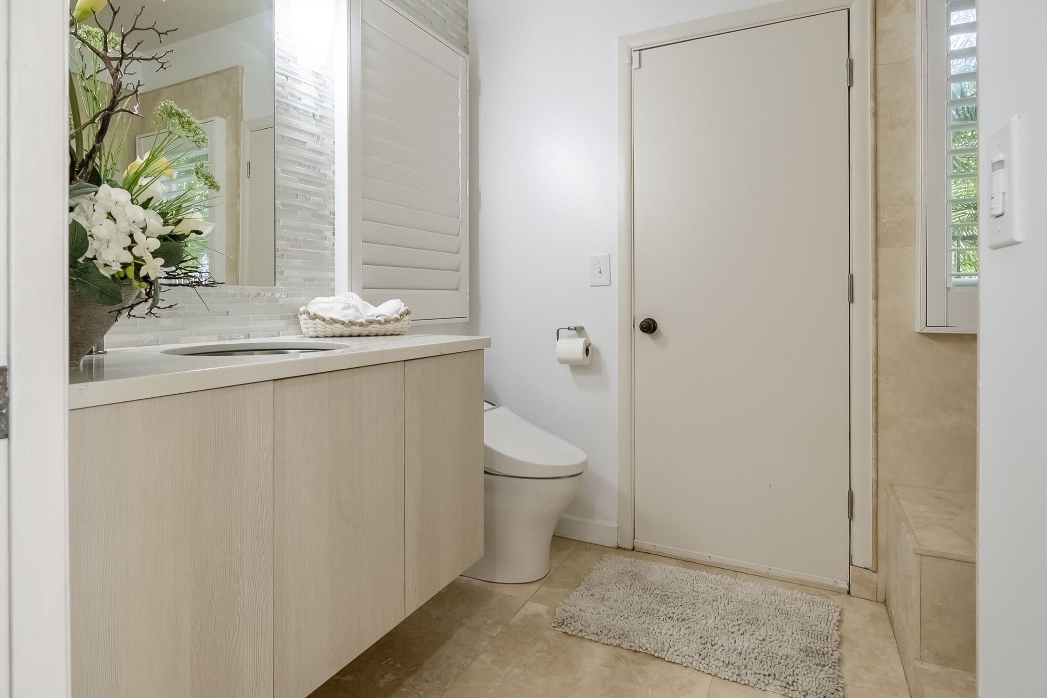 Downstairs bathroom, with door to the outside
