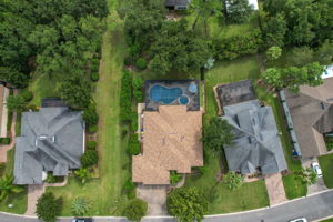 Aerial view showing off that brand new roof installed 8/2022