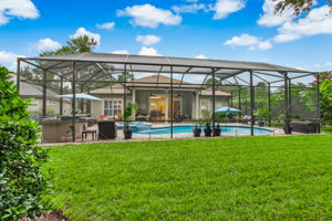 View from rear yard, plenty of grassy area beyond pool