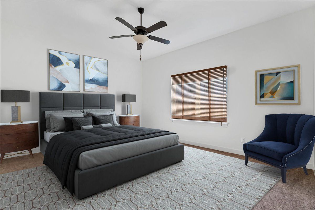 Guest bedroom with walk-in closet.