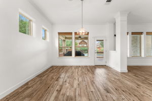 Straight on view of the dining area.