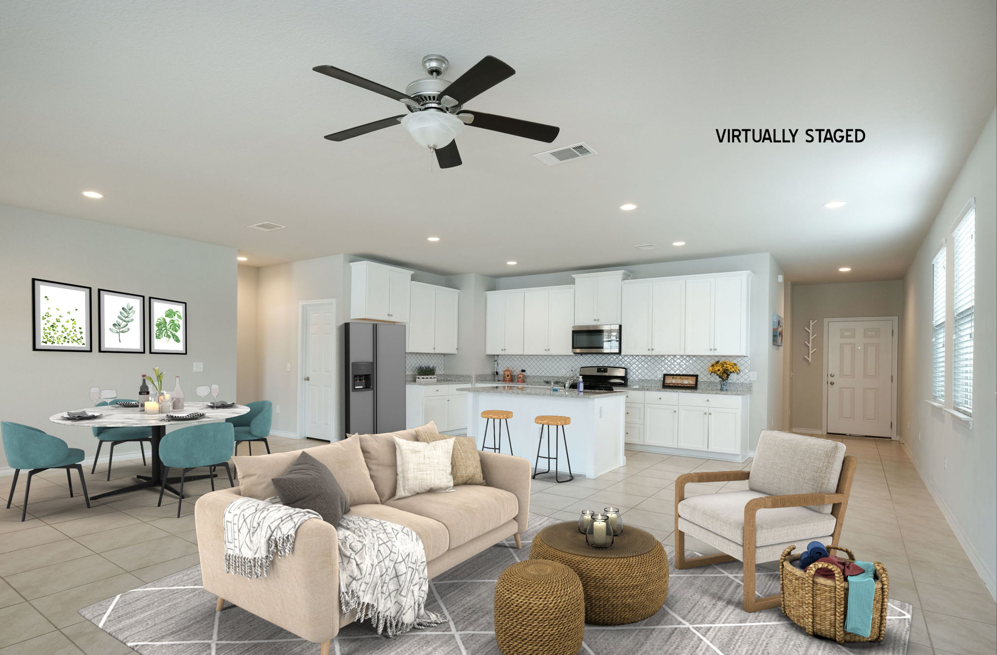 Living/Dining/Kitchen Virtually Staged