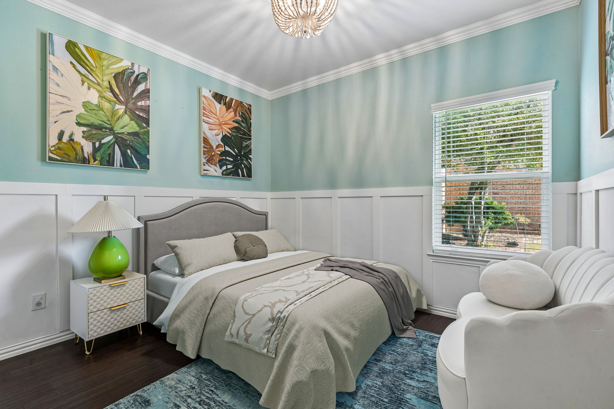 bedroom 2 of 4 with custom wainscotting