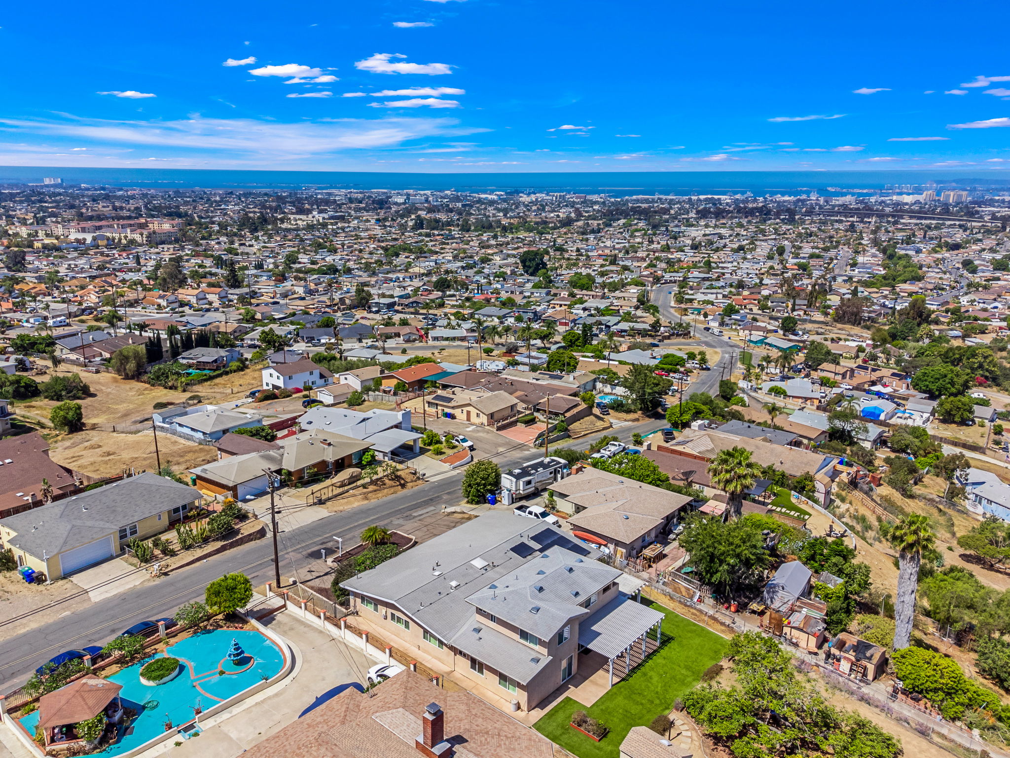 Overhead aerial view of home looking southwest