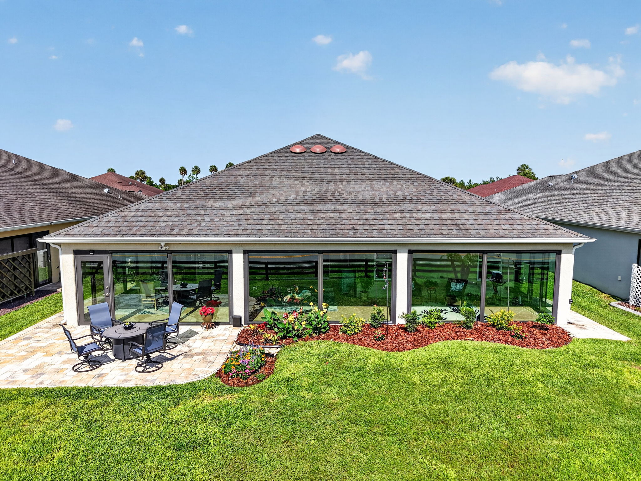 Aerial Rear Elevation with Paver Patio